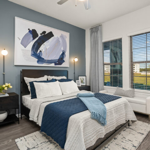 styled bedroom with modern furniture and decorations at Sanctuary at Daytona