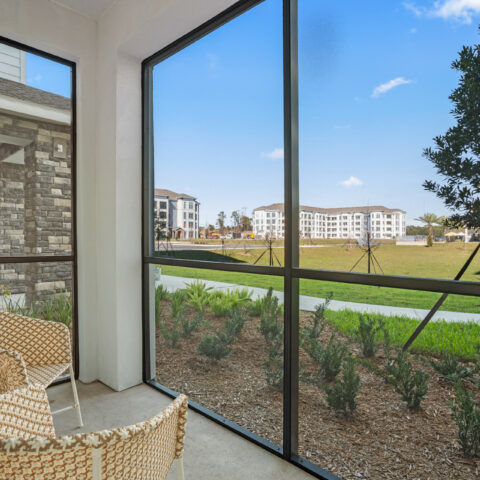 residence patio overlooking the green at Sanctuary at Daytona