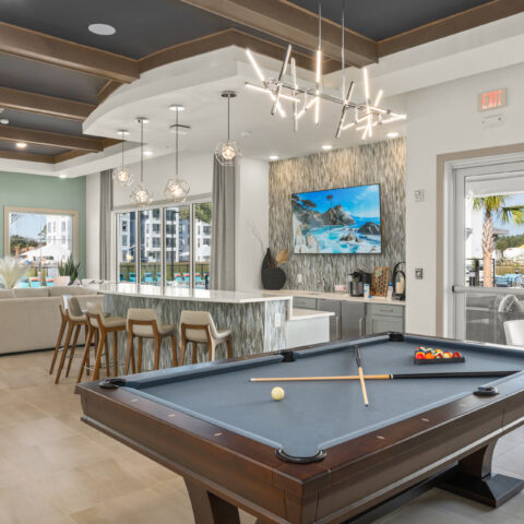 Pool Table and Bar in the gameroom at Sanctuary at Daytona