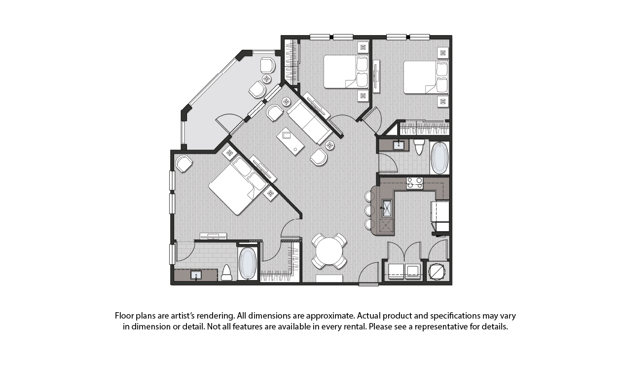 Two Bedroom Apartment Macaw Floor Plan Layout at Sanctuary at Daytona Florida